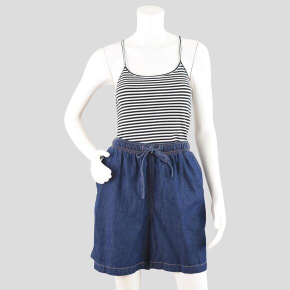 Vintage Easy Elastic Waist Jean Shorts, Women's Petite Large - Picture 1 of 7